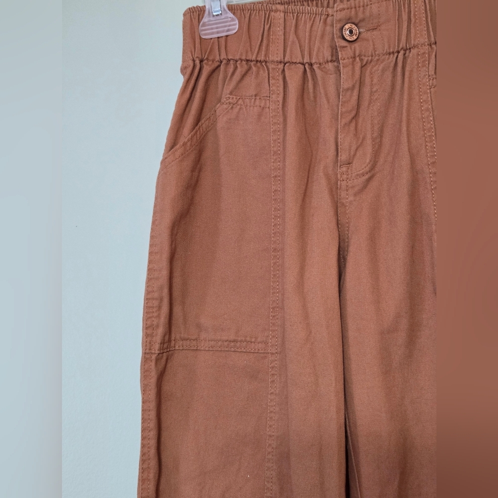 ​Rewash Wide Leg Khaki Pants Brown Rust Coastal Boho Casual 100% Cotton Sz S - Picture 2 of 10